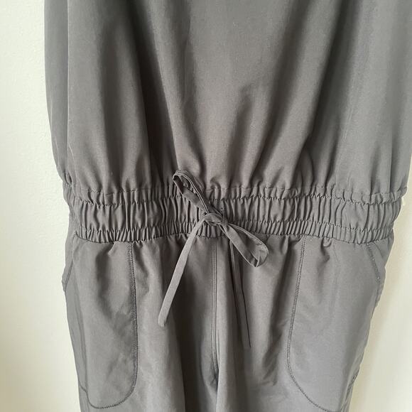 Albion Classic Overall Jumpsuit Womens Sz Medium‎ Black Cinch Waist Ankle Zipper - Picture 6 of 11